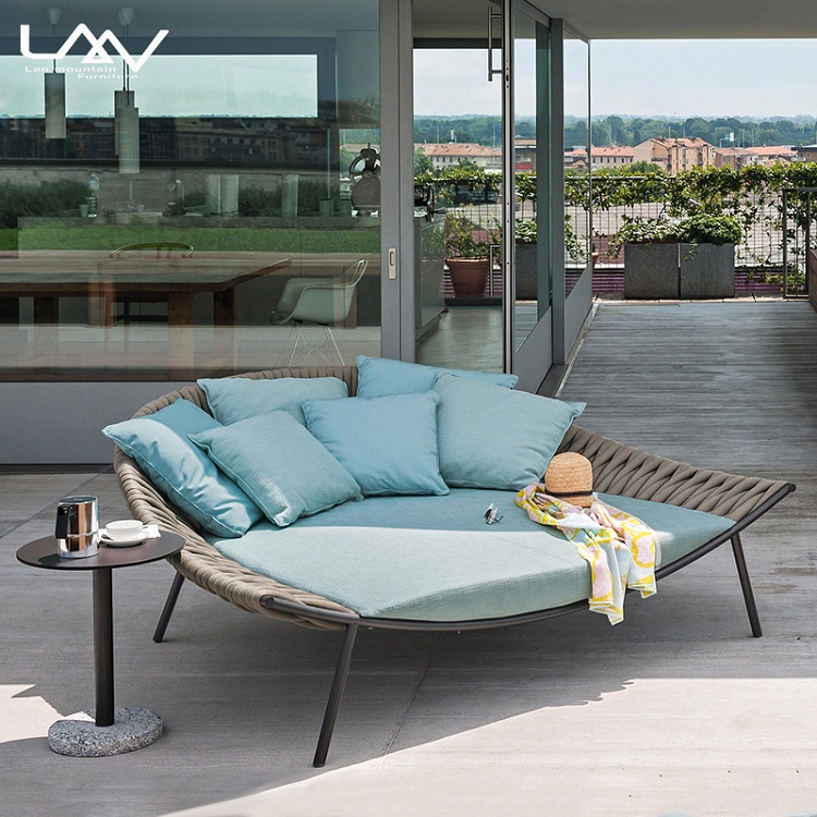 Outdoor Daybed Furniture - Modern buitenmeubilair van gevlochten touw, ronde