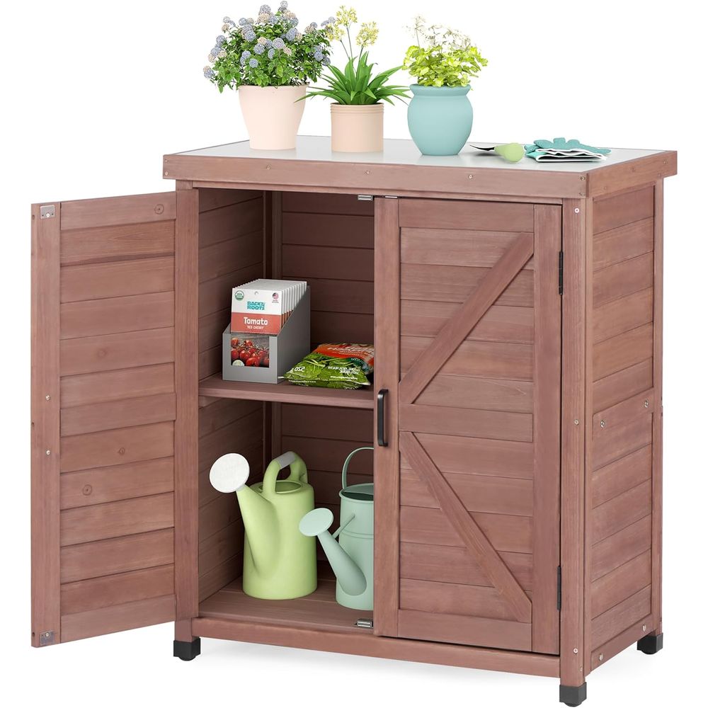 Outdoor Furniture Wood - Opbergkast voor buiten & plantentafel met