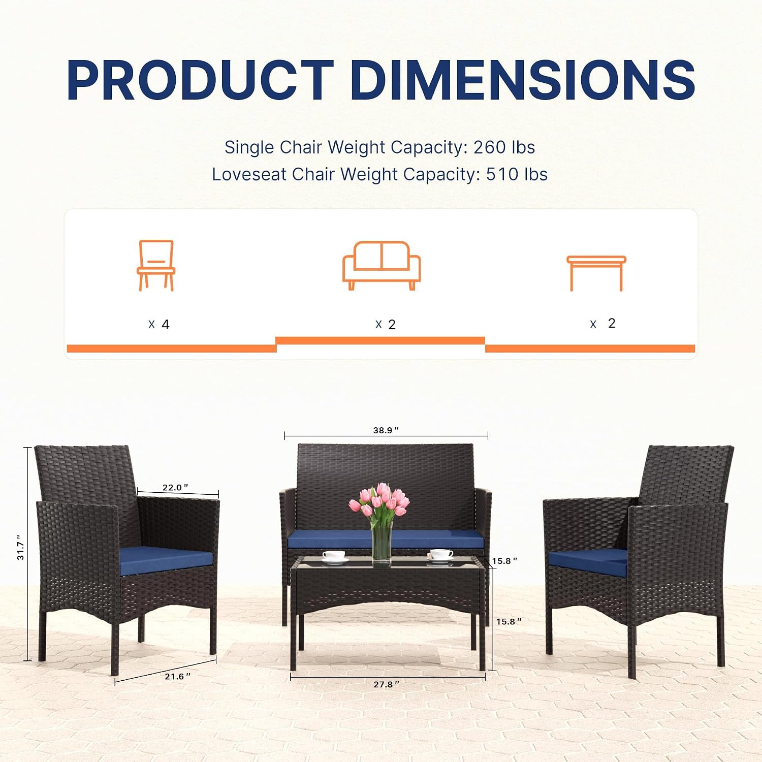 8-delige tuinmeubelset, wicker - Outdoor Furniture Metal Chairs recensie en prijs