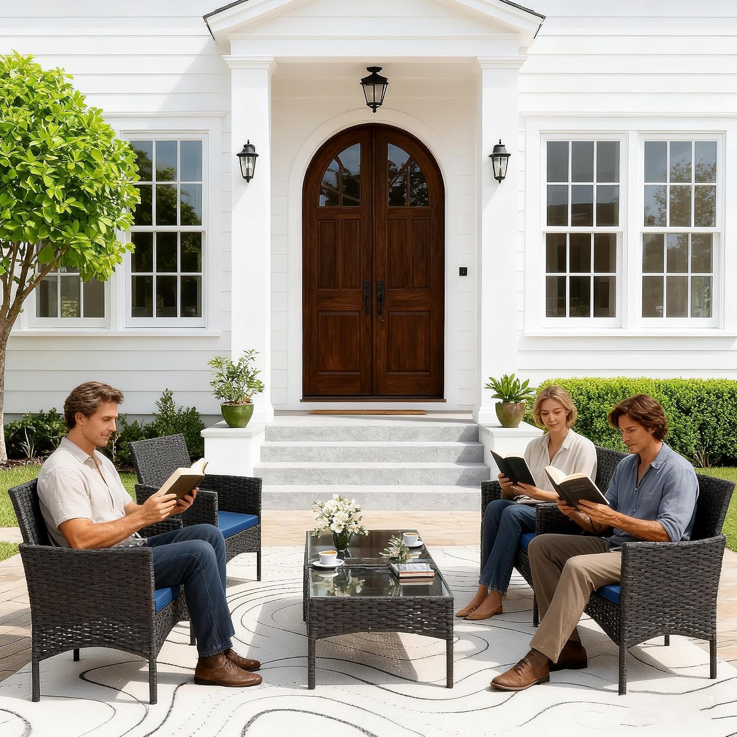 8-delige tuinmeubelset, wicker - Outdoor Furniture Metal Chairs recensie en prijs