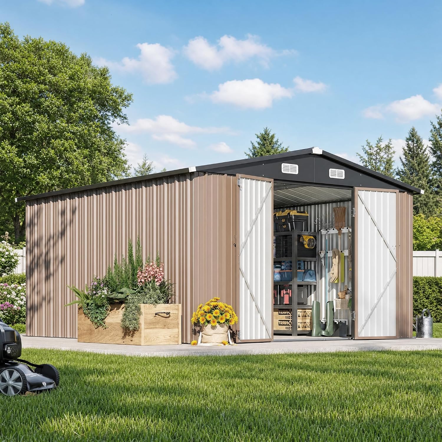 12 x 10FT buitenberging met gr - Outdoor Furniture Metal recensie en prijs