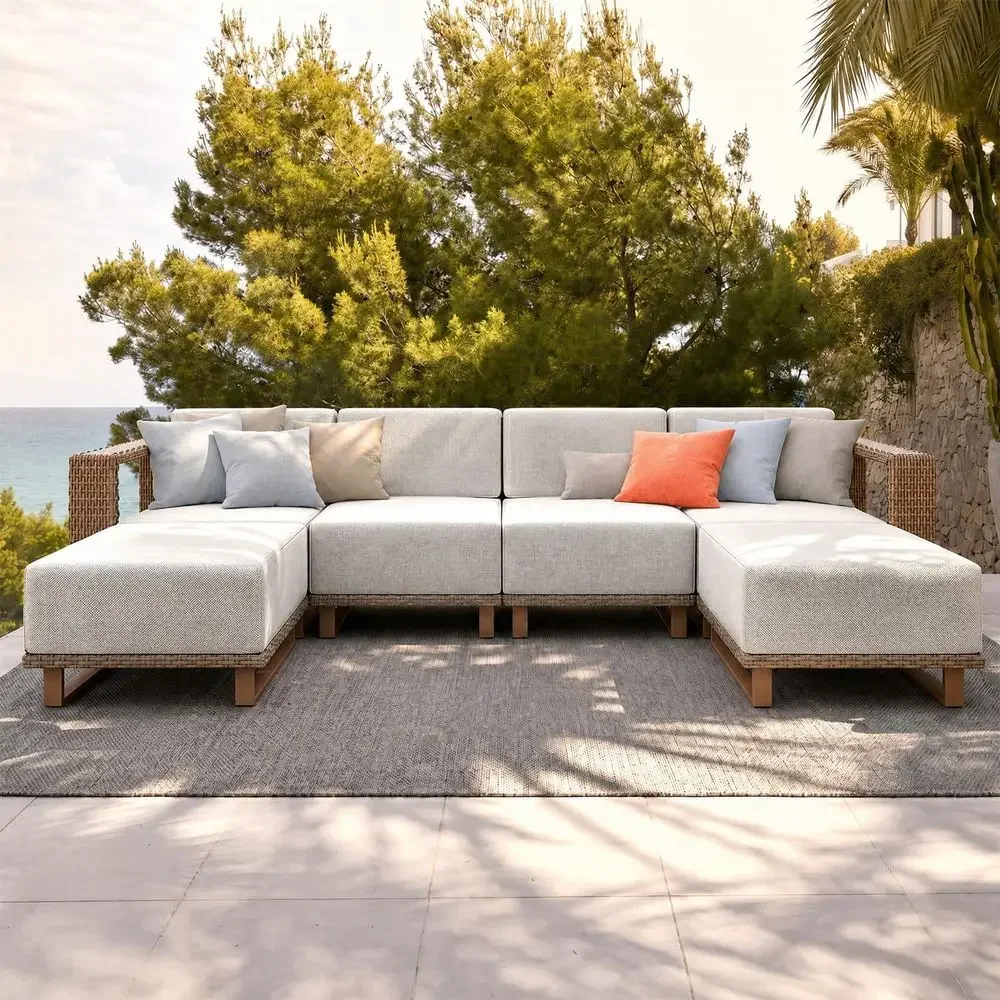 6-delige rieten bankstel voor  - Outdoor Furniture Luxury recensie en prijs
